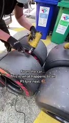 O que acontece a um pneu de F1 quando é retirado do carro?