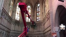 Pose des filets en cours à l'église Saint-Martin