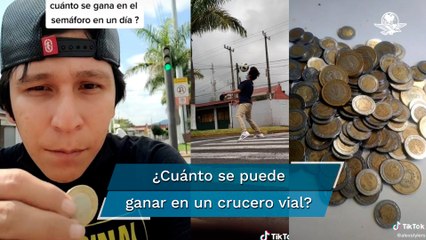 Joven muestra cuánto dinero gana en un semáforo haciendo dominadas