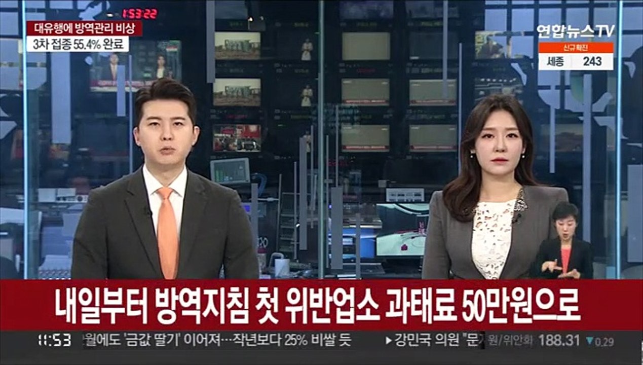 내일부터 방역지침 첫 위반업소 과태료 50만원으로
