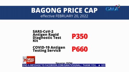 DOH: Price cap ng antigen testing service at kits, bababa simula sa Feb. 20 | 24 Oras News Alert