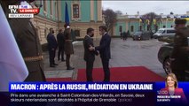 Emmanuel Macron arrive au palais Mariinsky à Kiev pour rencontrer Volodymyr Zelensky