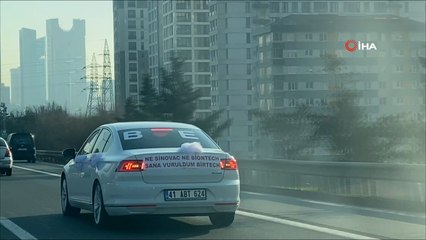 Damat adayından gelin arabasıyla gülümseten aşı mesajı