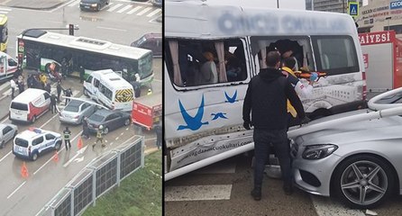 Öğrenci servisi ile halk otobüsü çarpıştı, yaralılar var