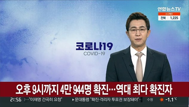 오후 9시까지 4만 944명 확진…역대 최다 확진자