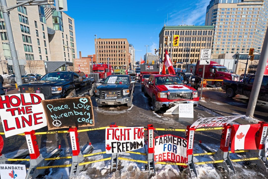 Lkw-Blockade gegen Corona-Maßnahmen