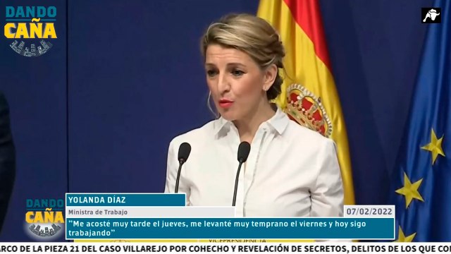 Yolanda Díaz presume de trabajar, madrugar un viernes y ¡seguir trabajando un lunes!