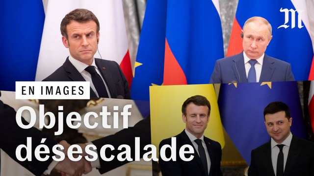 A Moscou et Kiev, Emmanuel Macron prône « la désescalade »