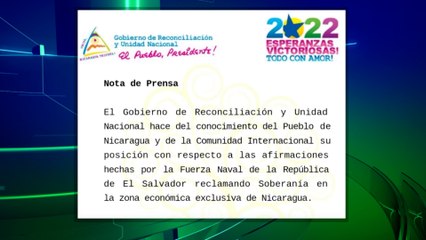 Nicaragua insta a El Salvador al cese de actividades hostiles en su zona económica exclusiva