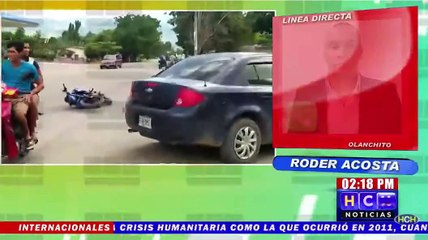 ¡Pareja en moto resulta herida tras accidente en el Centro de Olanchito!