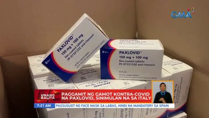Paggamit ng gamot kontra-COVID na Paxlovid, sinimulan na sa Italy | UB