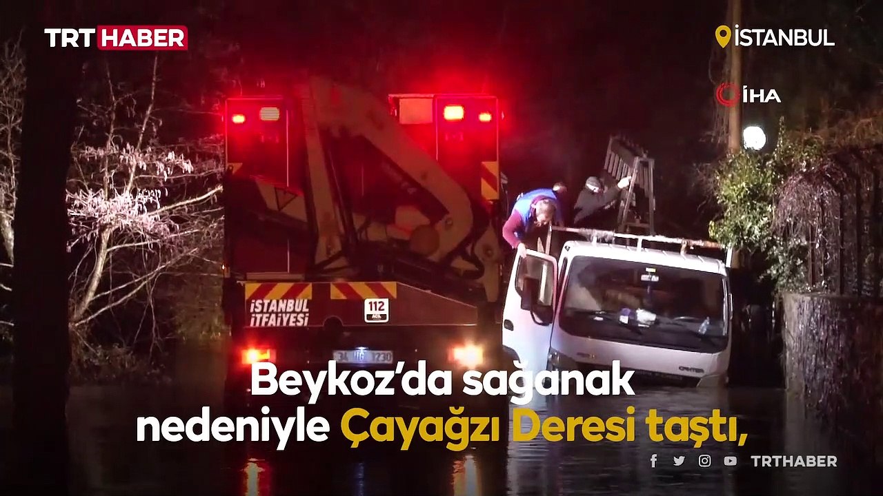 Beykoz’da dere taştı: Mahsur kalan 3 kişi kurtarıldı