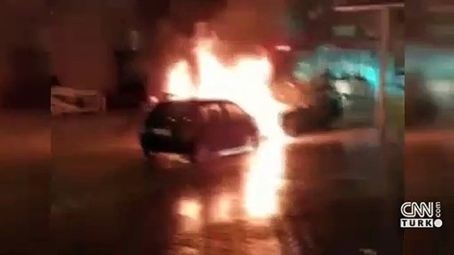 Kontağı çevirdi, otomobil alev alev yandı