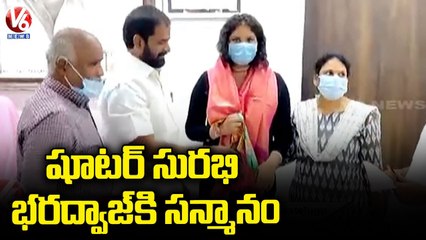 Sports Minister Srinivas Goud Appreciate To Rifle Shooter Surabhi Bharadwaj _ V6 News