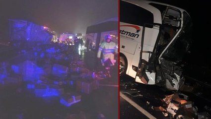 TEM otoyolunda yolcu otobüsü tıra çarptı: 1 ölü, 13 yaralı