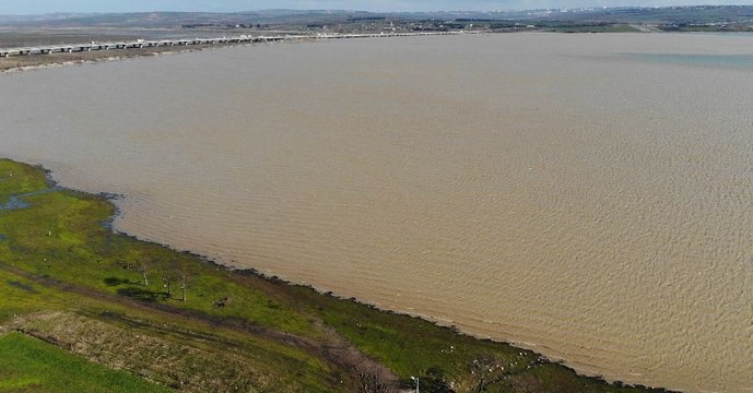 Büyükçekmece gölü yağışlar sonrası çamura döndü