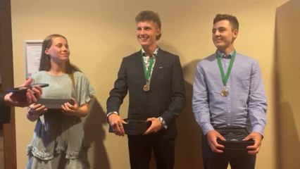 Ava Curtis, Alexander Creak and Hamish McKenzie speak at Junior Sport Award night - November 2021 - The Examiner
