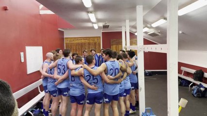 The Advocate - August 2021 - Penguin players celebrate Saturday's win against Burnie