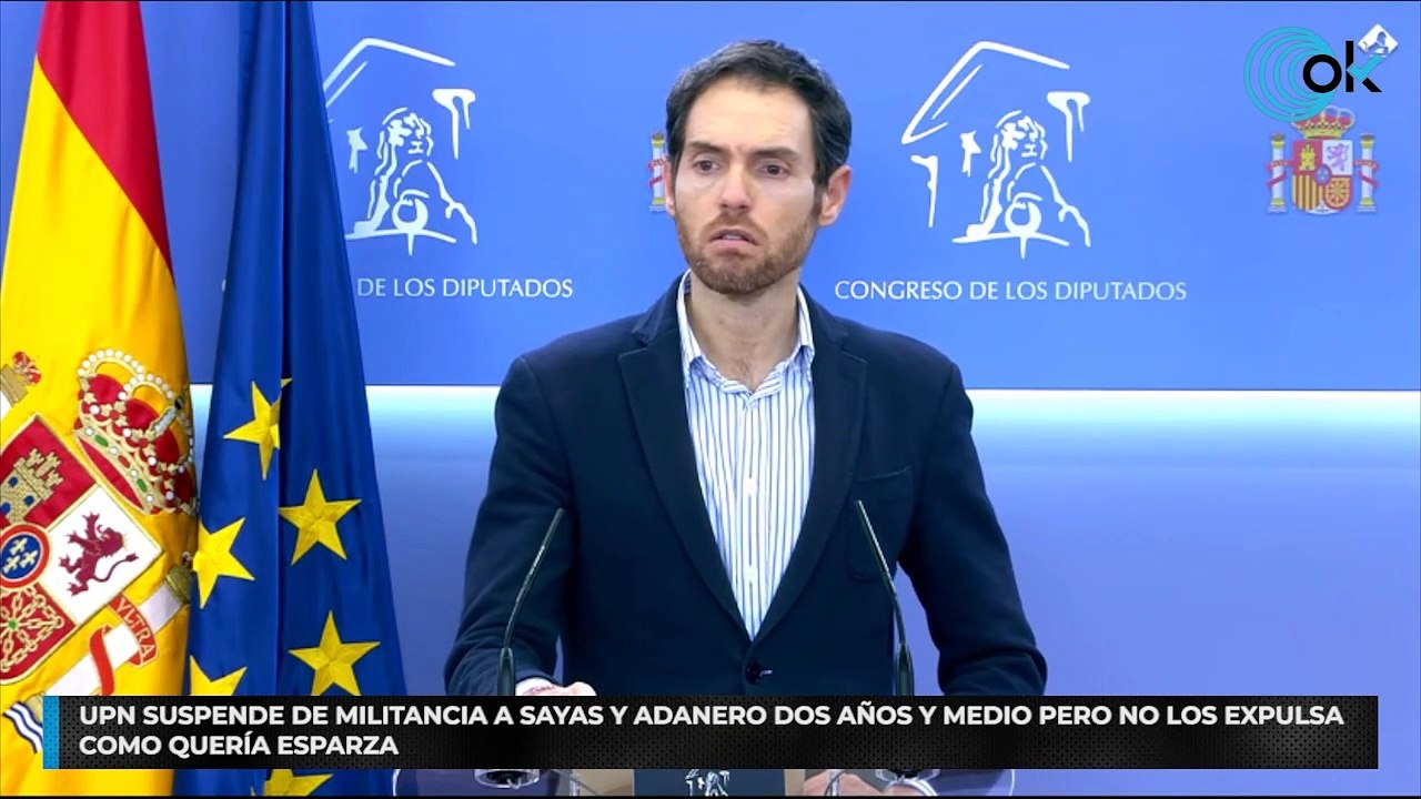 UPN suspende de militancia a Sayas y Adanero dos años y medio pero no los expulsa como quería Esparza