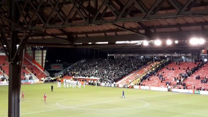 Celtic fans celebrate the win over Aberdeen.