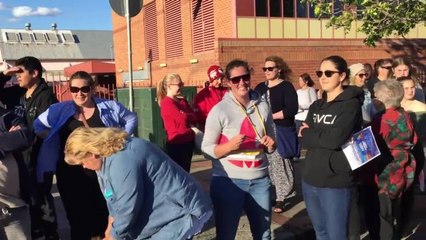 Hundreds await the march on Junction Street, Nowra