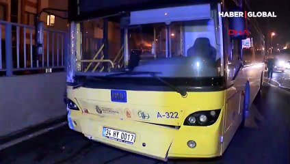 Önce temizlik aracına ardından İETT otobüsüne çarptı