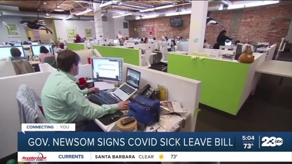 Descargar video: Governor Gavin Newsom signs COVID sick leave bill