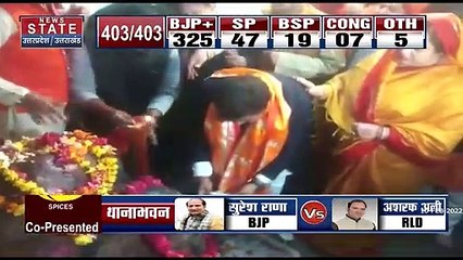 मथुरा में मतदान से पहले  श्रीकांत शर्मा और संगीत सोम ने की पूजा अर्चना