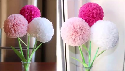 How To Make Round Tissue Paper Flower - DIY Paper Craft