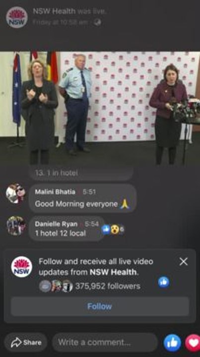 Media conference August 28 Gladys Berejiklian comments on Wodonga cases