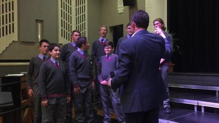 St Mary's choir baritone section with adjudicator Paul Jarman