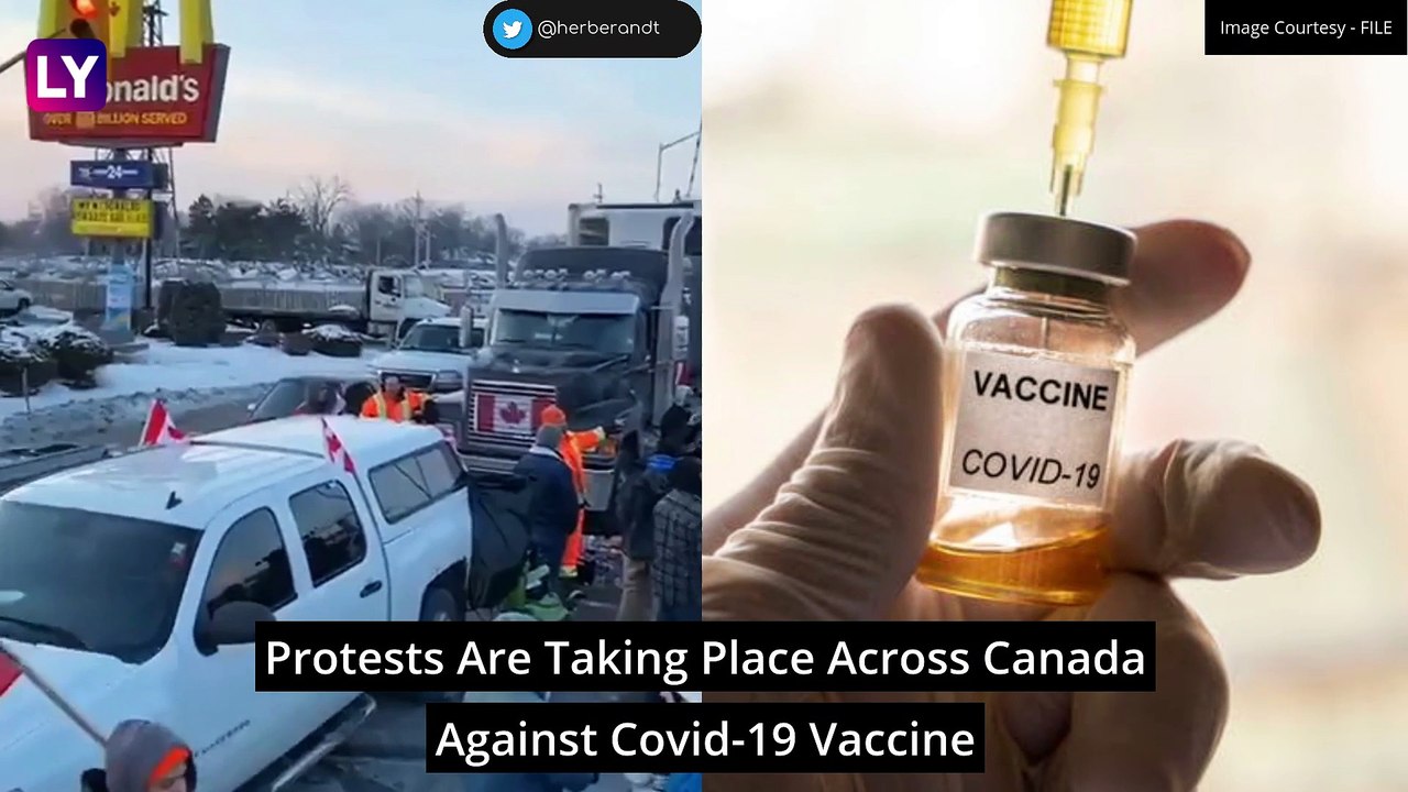 Ambassador Bridge Connecting Canada And US Blocked By Truckers Protesting Vaccine Mandate