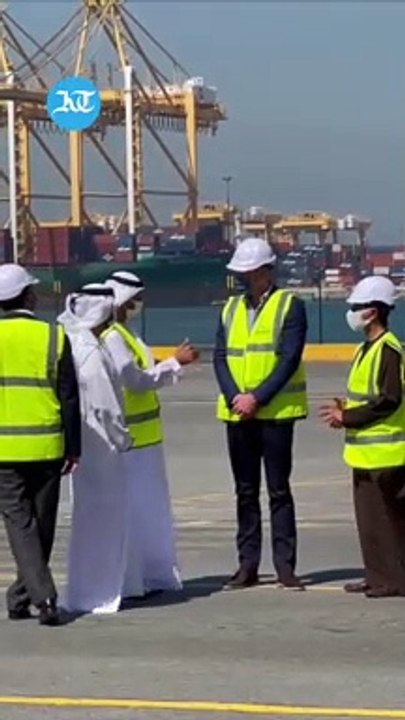 Prince William in UAE:  Being briefed at the Jebel Ali Port about container operations and how the world’s biggest human-made harbour prevents illegal wildlife traffic.