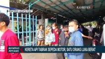 Nekat Terobos Palang Pintu Kereta, Sepeda Motor Tertabrak Kereta Api!