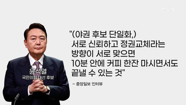 MBN 뉴스파이터-윤석열 10분 안에 단일화 …안철수 일방적 생각