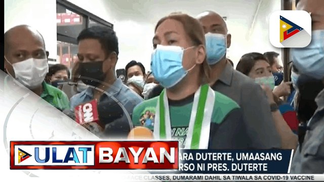 UniTeam VP candidate Sara Duterte, umaasang makukuha ang endorso ni Pres. Duterte; Mayor Sara, abala sa pag-iikot ng kanyang ‘Mahalin Natin ang Pilipinas Ride’ sa buong bansa