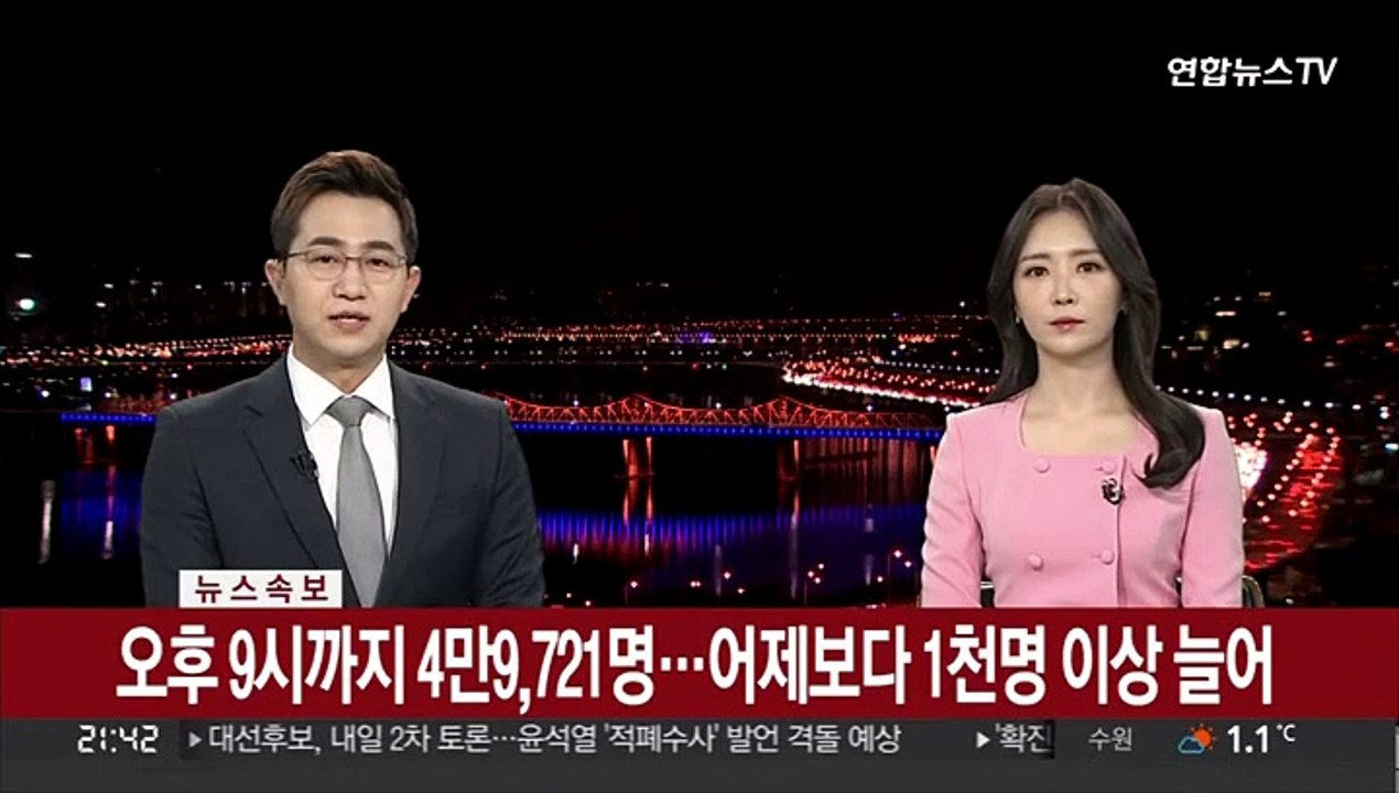 [속보] 오후 9시까지 4만9,721명…어제보다 1천명 이상 늘어