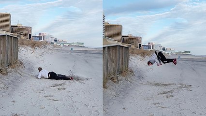 'Freerunner's double backflip attempt turns into a hilarious bellyflop'