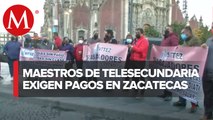 Trabajadores de Sittez se manifiestan frente a Palacio Nacional, exigen pagos de nómina.
