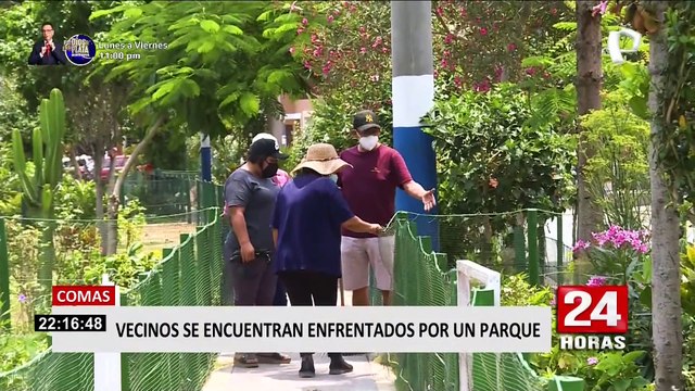 Comas: vecinos colocan mallas para cuidar áreas verdes de un parque