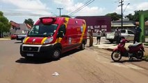 Policial militar fica ferido após colisão envolvendo moto e caminhão