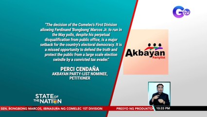 Pagbasura ng Comelec sa disqualification cases ni Dating Sen. Bongbong Marcos, hindi katanggap-tanggap para sa mga petitioner | SONA