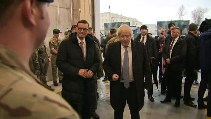 Boris Johnson thanks troops in Warsaw