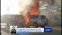5 sugatan nang masunog ang nagbanggaang SUV at jeepney sa Bulacan | Saksi