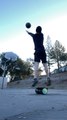 Man Scores Multiple Baskets While Balancing  on Rolling Board