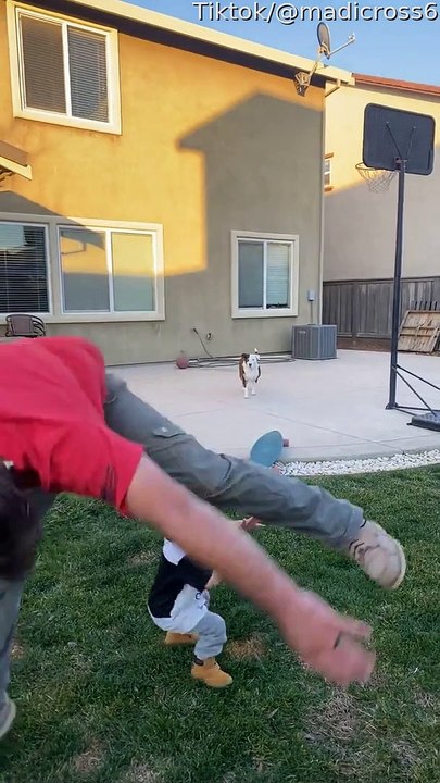 Skateboarding Dad Dodges Toddler After Crash