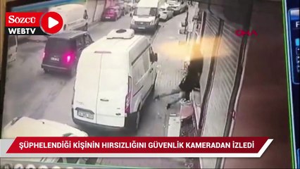 Mağazanın sahibi şüphelendiği kişinin hırsızlığını güvenlik kameradan izledi