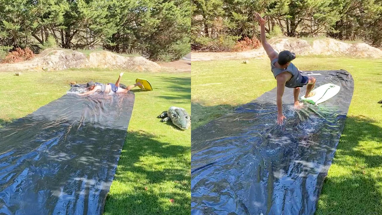 'Aussie family gathering made fun with COMEDIC waterslide fail '