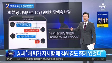 5개 부서 예산 빼내 김혜경 밥값으로 썼나