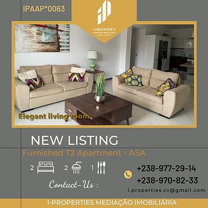 I-PROPERTIES CABO VERDE  Arrenda-se T2 Apartamento em ASA. For rent! T2 Apartment in ASA.